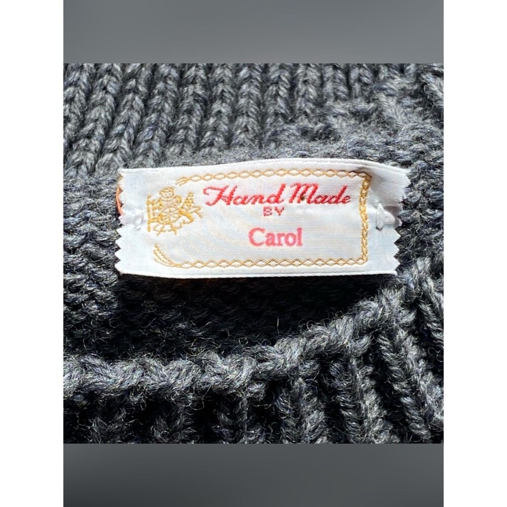 Handmade by Carol Gray/ Pink 100% Wool Cat Knit Sweater Size Small Teachercore - Picture 10 of 13